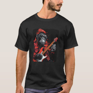 Camiseta Roupa de Guitarrista Legal para Gorila e Óculos de