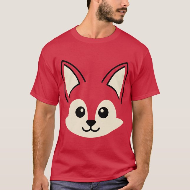 Camiseta Roupa de Halloween com Rosto de Raposa Fofa Festa  (Frente)