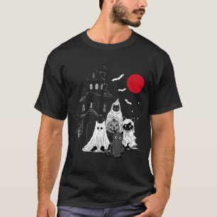 Camiseta Roupa de Halloween engraçada de gato fantasma fofo