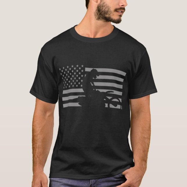 Camiseta Roupa de Motocross da bandeira americana - Camada  (Frente)