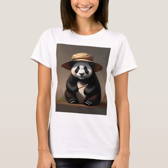 Camiseta Roupa de mulher, traço panda Hut (Frente)