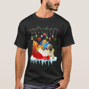 Camiseta Roupa de Natal Cachorro Pug Bonito Família Cachorr