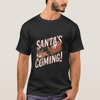 Camiseta Roupa de Natal com Papais noeis e Reindeer