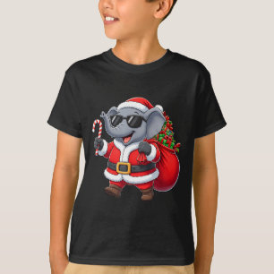 Camiseta Roupa de Natal de Elefante Engraçado de Papai Noel