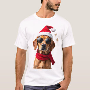 Camiseta Roupa de Natal Luzes de Natal Cachorro Boxer Engra