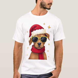 Camiseta Roupa de Natal Luzes de Natal de Cachorro Boxer En
