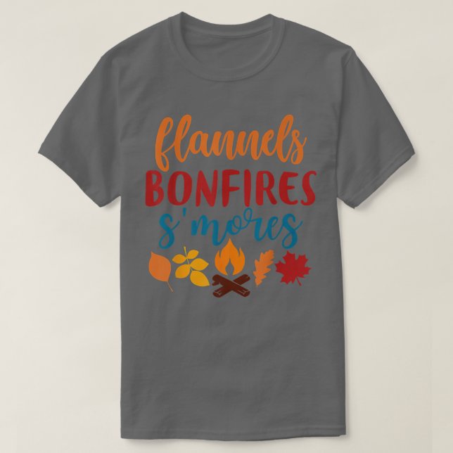 Camiseta Roupa de outono, Flannels Bonfire Smores, outono (Frente do Design)