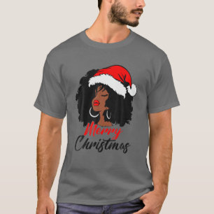 Camiseta Roupa de Papai noel de Natal para  africano negro