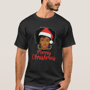 Camiseta Roupa de Papai noel de Natal para  africano negro