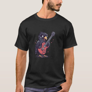 Camiseta Roupa de Pássaro de Rocha Fofa com Guitarra Elétri