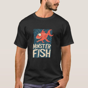 Camiseta Roupa de Peixe Monstro Rindo Engraçado