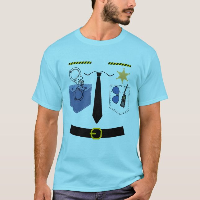 Camiseta Roupa De Polícia Para E Adultos Do Serviço De Polí (Frente)