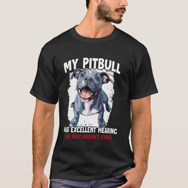 Camiseta Roupa de Proprietário de Cão Pitbull da Moda para  (Frente)