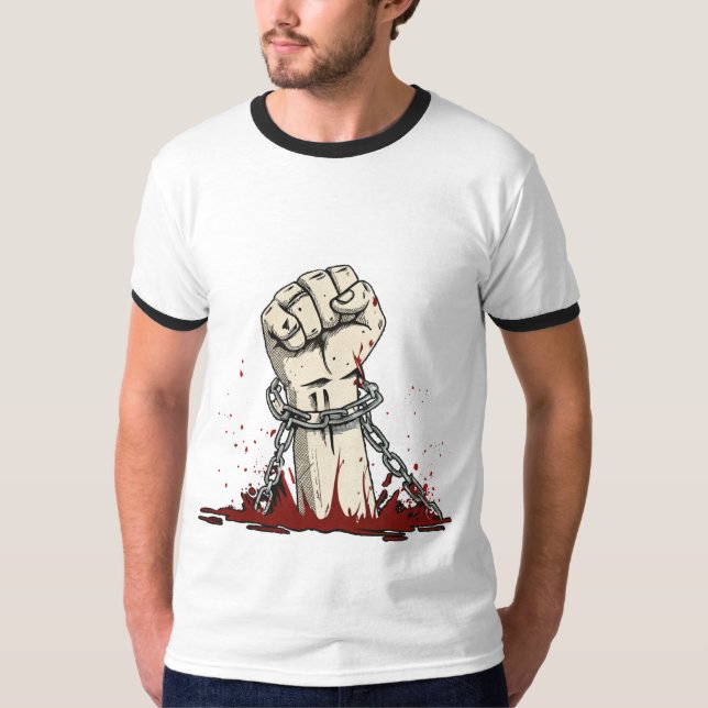 Camiseta Roupa de Protesto de Liberdade e Negrito (Frente)