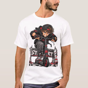 Camiseta Roupa de rua de anime de patinete de corrida extre