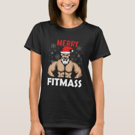 Camiseta Roupa de Treinamento de Papais noeis Fitmas feliz