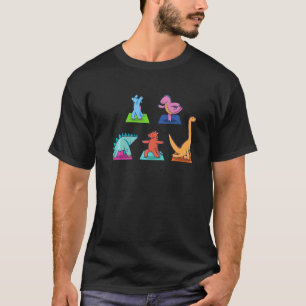 Camiseta Roupa de Yoga de Dinossauro Dino Meditação Namaste