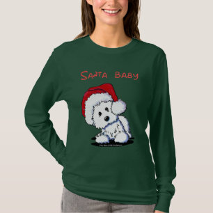 Camiseta Roupa do BEBÊ do PAPAI NOEL do cão de Westie