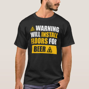 Camiseta roupa do contratante do chão de aviso instalando