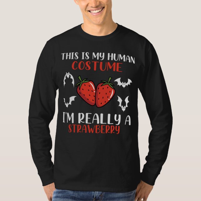 Camiseta Roupa do Dia das Bruxas de Morango Spooky com Morc (Frente)