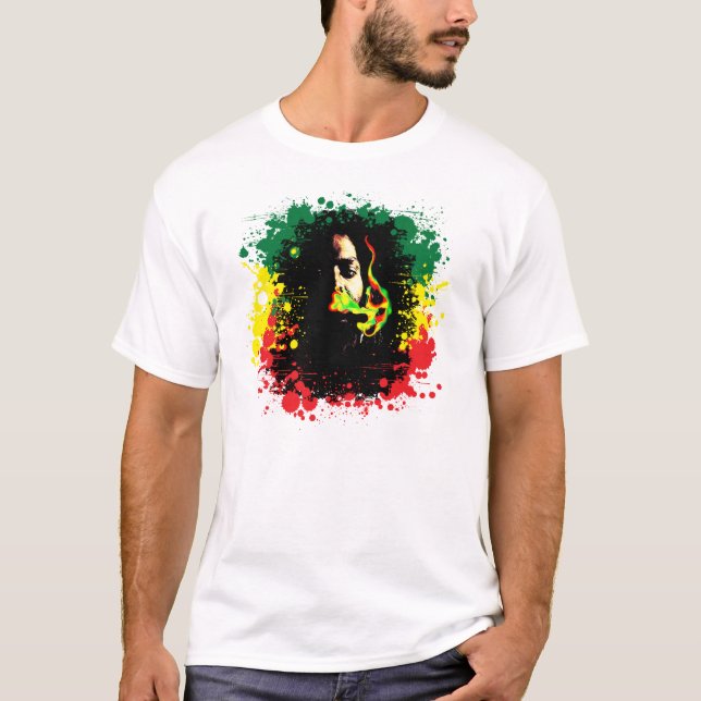 Camiseta Roupa do padrão do fumo de Rasta (Frente)
