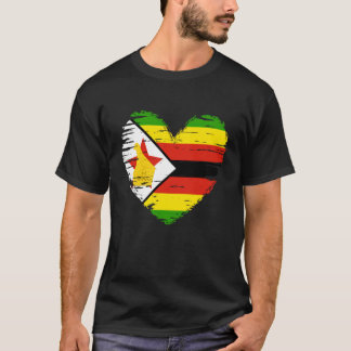 Camiseta Roupa do Zimbábue - Coração da Bandeira do Zimbábu