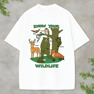 Camiseta Roupa educacional de criatura animal da floresta d