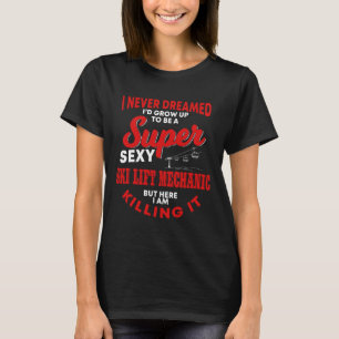 Camiseta Roupa engraçada de mecânico de elevador de esqui C