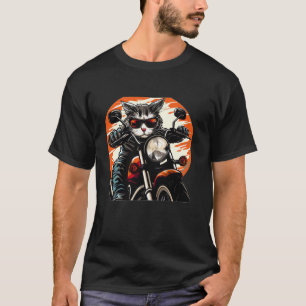 Camiseta Roupa engraçada de moto para gato para motociclist
