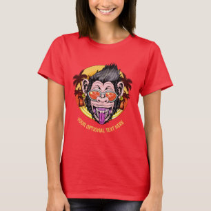 Camiseta Roupa feita sob encomenda do macaco da praia do
