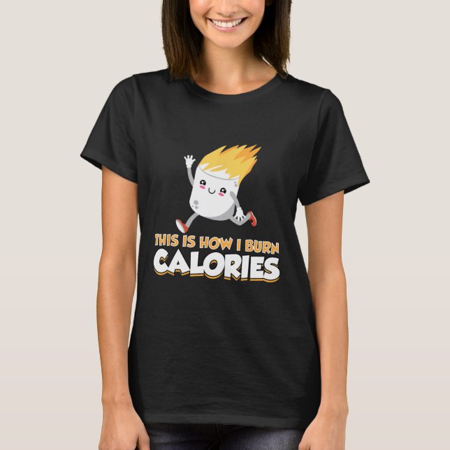 Camiseta Roupa Fofa de S'mores de Marshmallow Como Eu Queim (Frente)