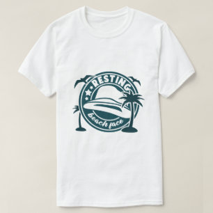 Camiseta Roupa Gráfica de Verão Engraçada Face de Praia Rel