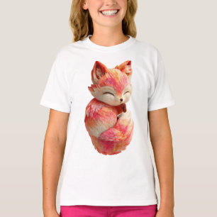 Camiseta Roupa Infantil Raposa Rosa Sonolenta Fofa