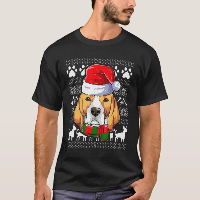Camiseta Roupa Natal Ugly Beagle Santa Claus (Frente)