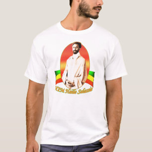 Camiseta Roupa oval do padrão do retrato de Haile Selassie