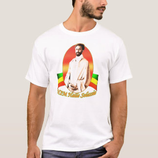 Camiseta Roupa oval do padrão do retrato de Haile Selassie