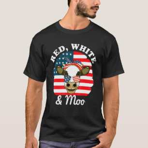 Camiseta Roupa Patriótica Americana Vermelha Branca Moo 4 D