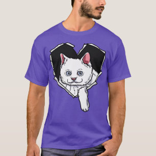 Camiseta Roupa Torna Rosto De Gato Quebrado Rosto Cardíaco