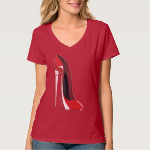 Camiseta Roupa vermelha da arte dos calçados do estilete d