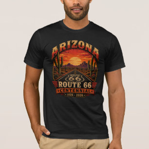 Camiseta Roupas Comemorativas da Rota 66 do Arizona Centená