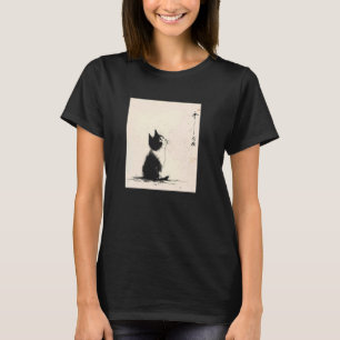 Camiseta Roupas de Arte de Gato Fofo Estilo Japonês Pintura