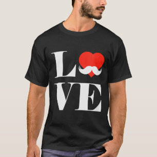 Camiseta Roupas de Bigode de Amor das Mulheres Presente Eng
