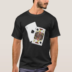 Camiseta Roupas de Blackjack Carta de Baralho