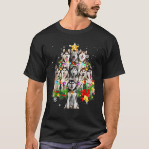 Camiseta Roupas de cama com luzes de árvore de Natal do Hus