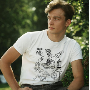 Camiseta Roupas de caminhada minimalistas e vintage legais