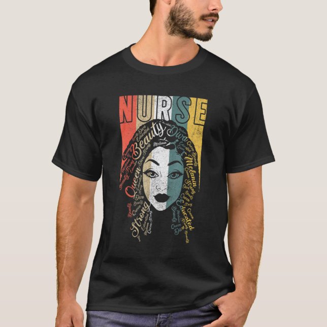Camiseta Roupas de Enfermeiras Negras Rainha Melanina Améri (Frente)