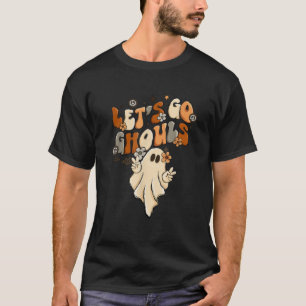 Camiseta Roupas de Fantasma de Halloween Groovy Retro Vamos