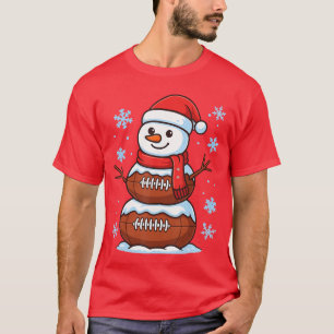 Camiseta Roupas de Natal Alegre Futebol Boneco de Neve Piad