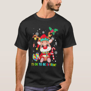 Camiseta Roupas de Natal Conscientização do Autismo de Rena