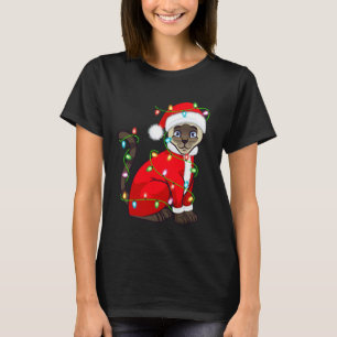 Camiseta Roupas de Natal de Gato Siames Luzes Fantasia de P